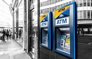 Customer Withdrawing Cash from ATM